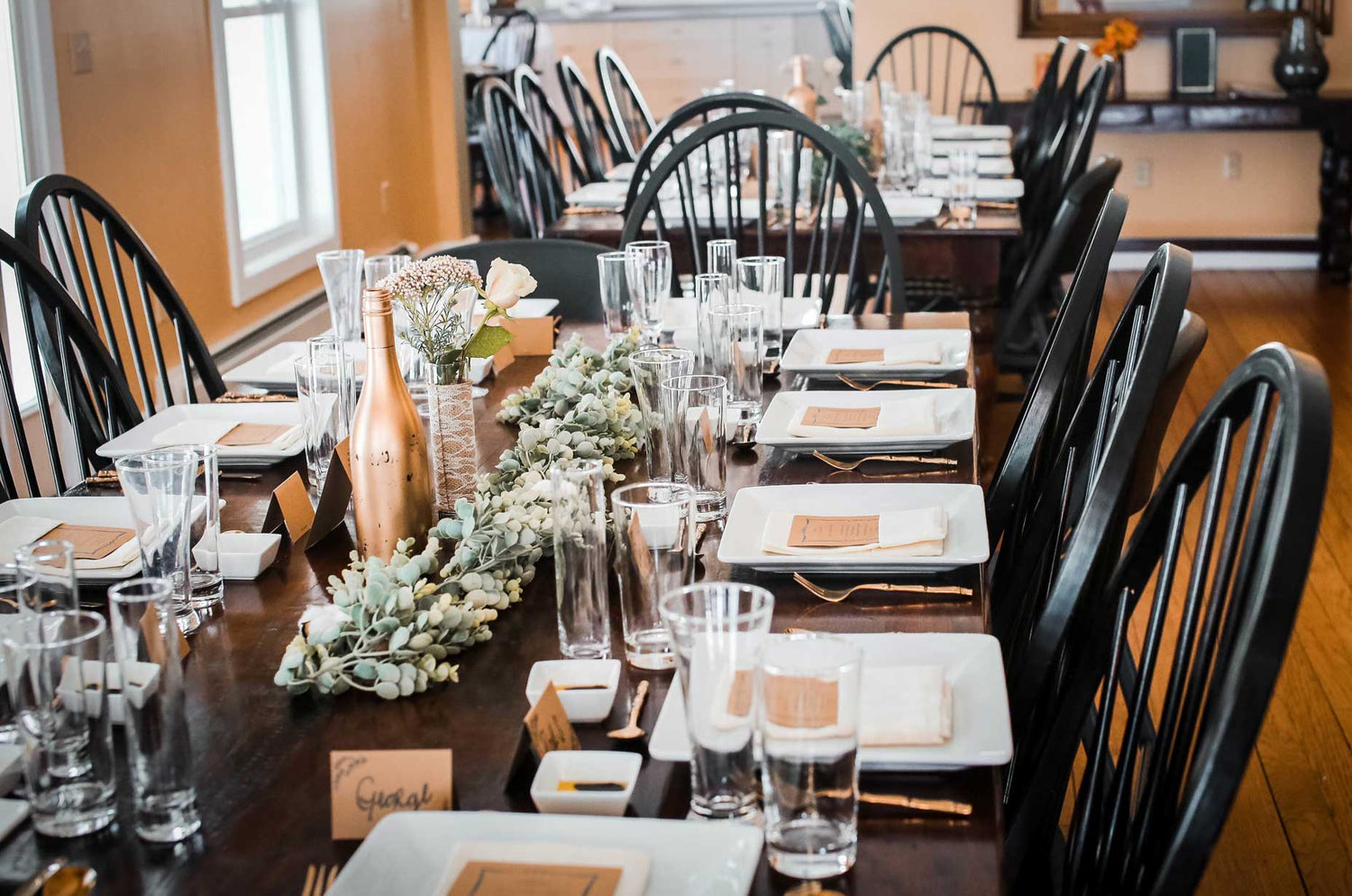 Dining table set for an event