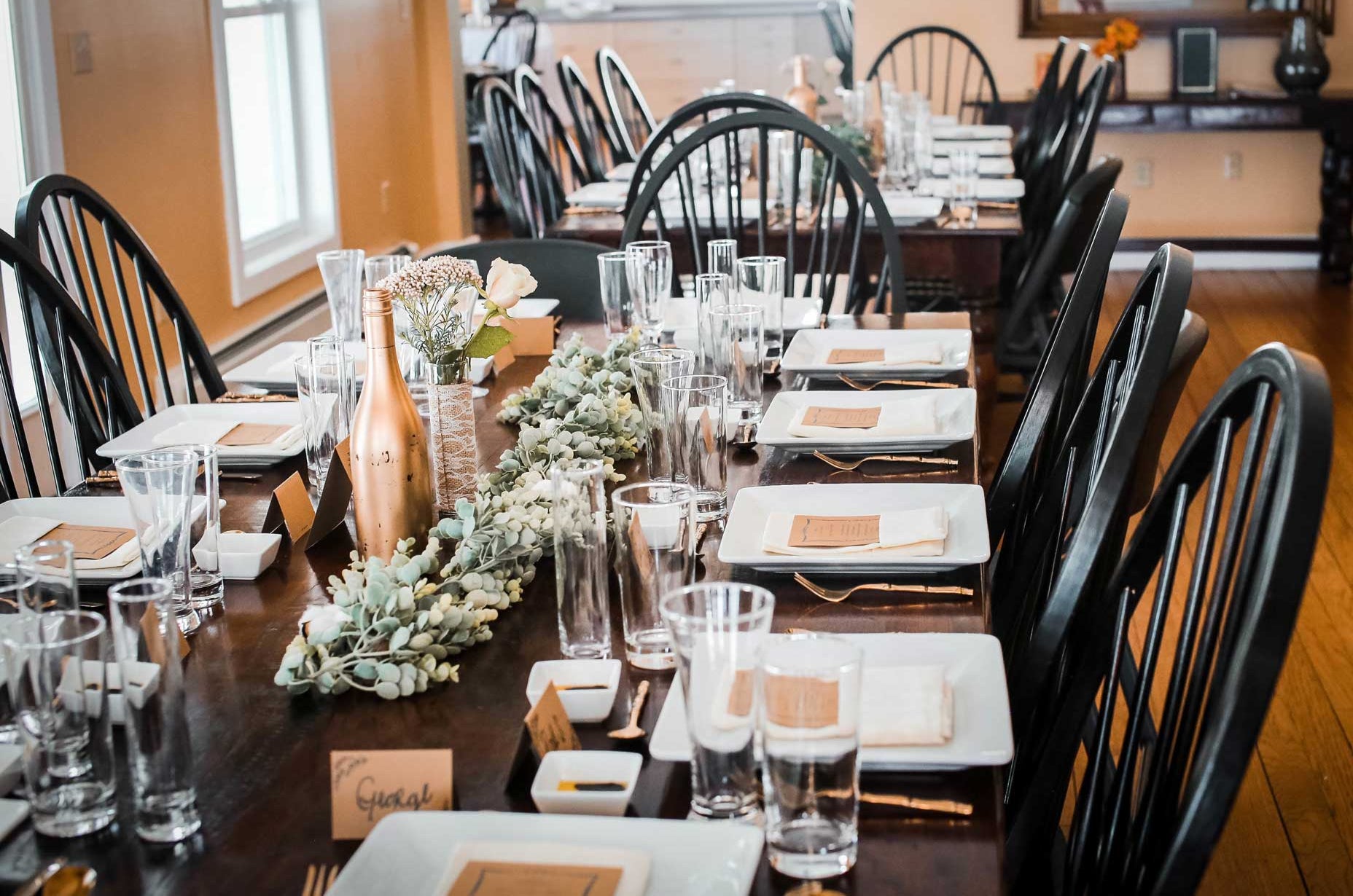 Dining table set for an event
